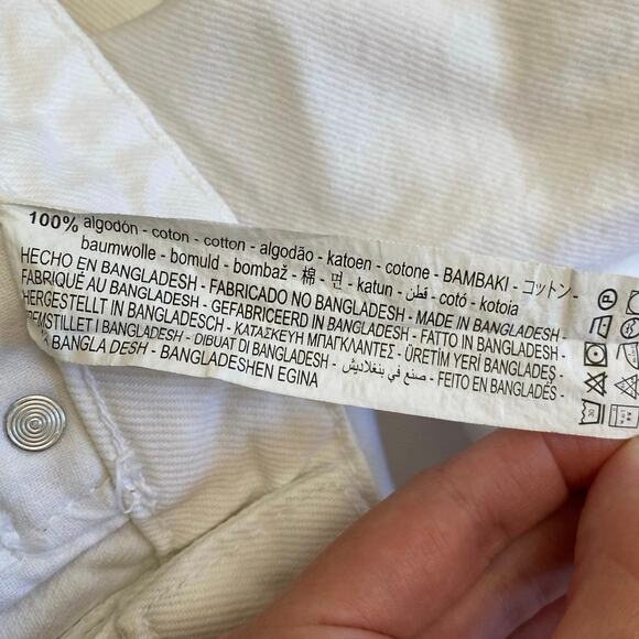 Zara High-Rise Distressed Mom Denim Shorts‎ Womens Size 8 White Streetwear - Picture 9 of 9